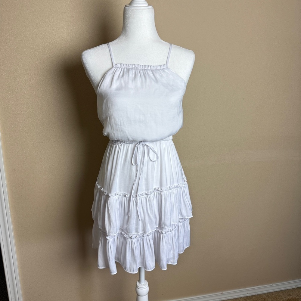 Bar III Strappy Tie Waist Mini Ruffled Dress- XS
